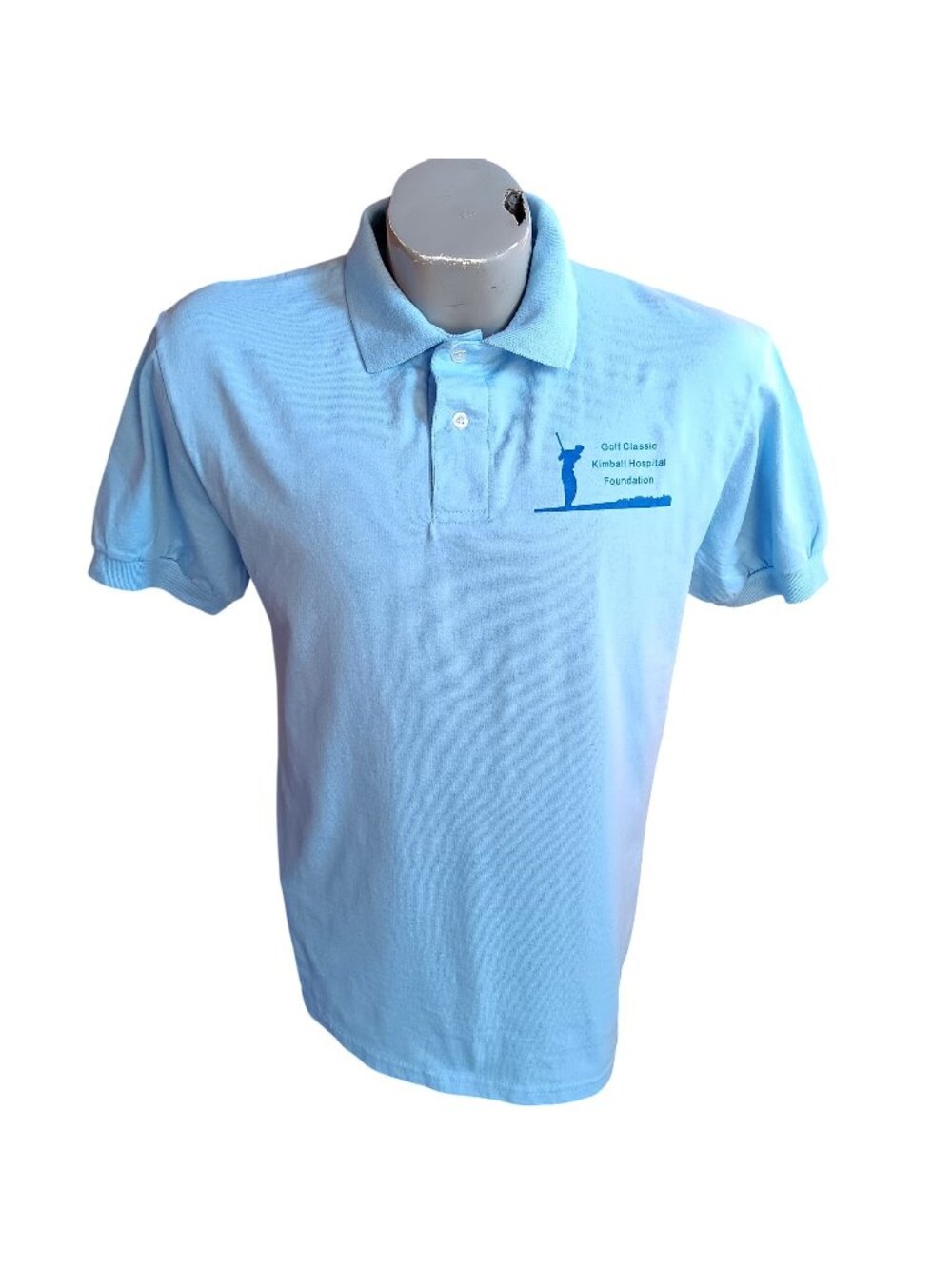True Vintage Polo Shirt SMALL 90s BLUE GOLF GRAPHIC TENNIS KNIT COLLAR STEDMAN